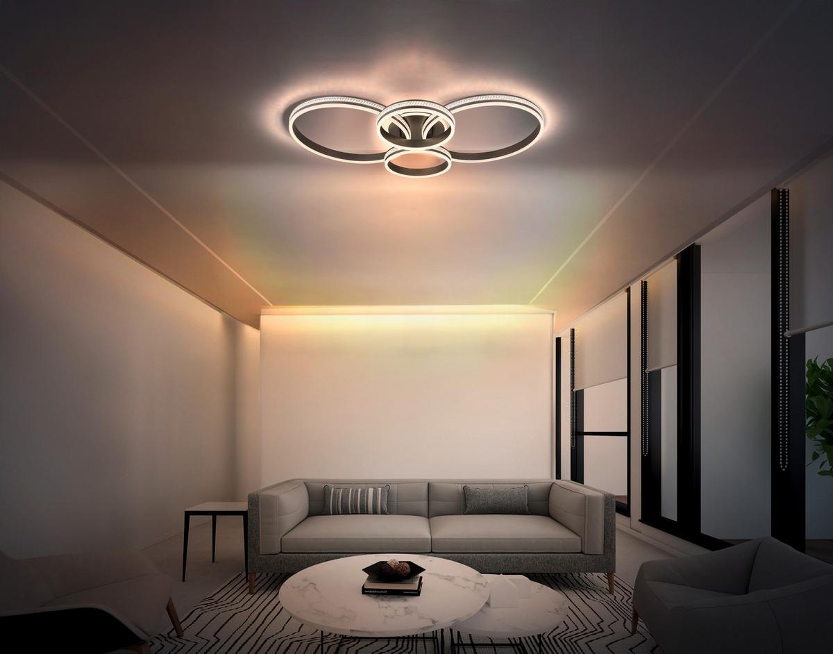 Led Stropna Svjetiljka Grouni - boje titana/prozirno, Design, metal/plastika (51,5/11,4cm) - Globo