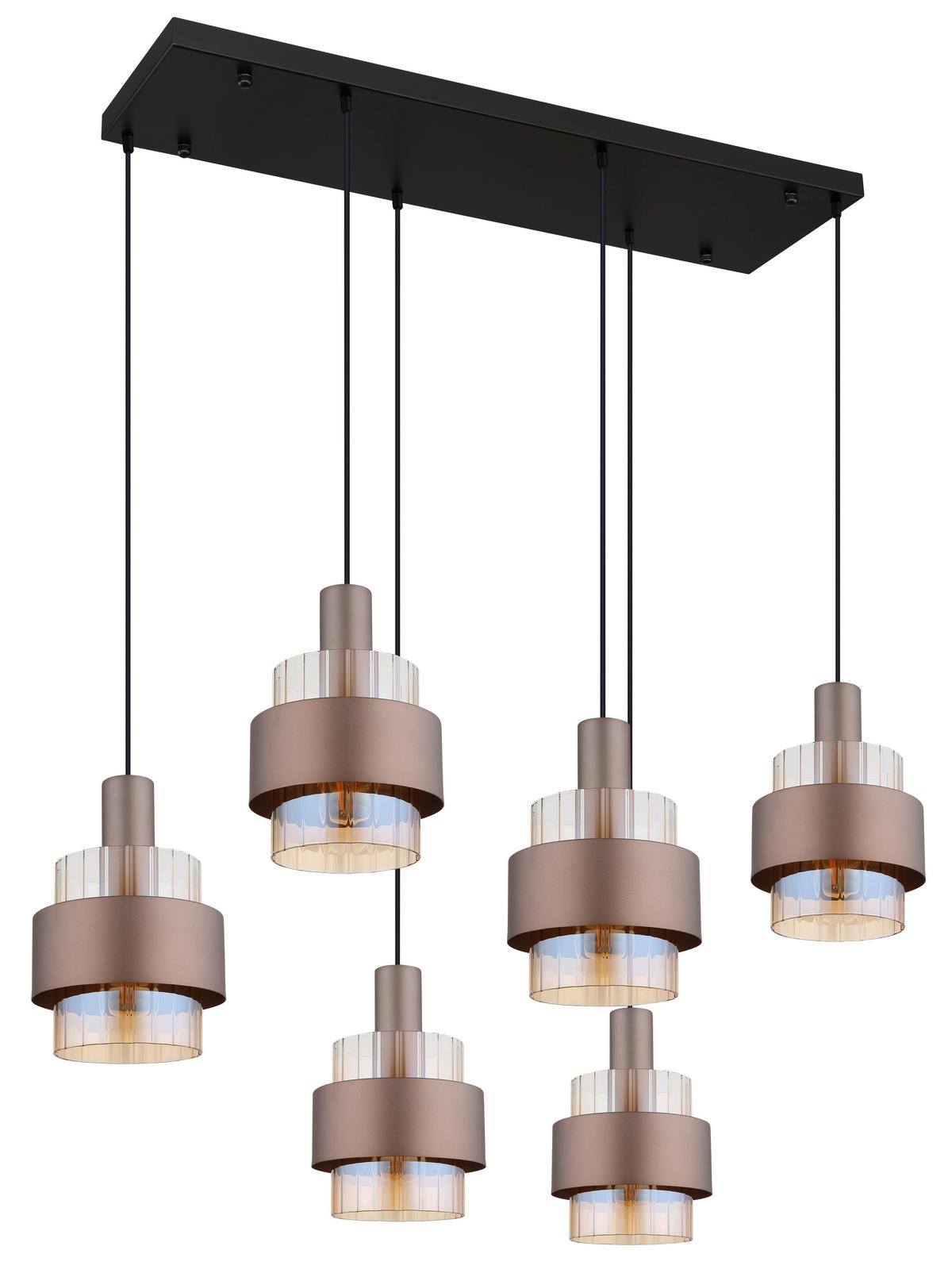 HÄNGELEUCHTE 15560-6HA - Klar/Schwarz, Design, Glas/Kunststoff (96/34,5cm) - Globo