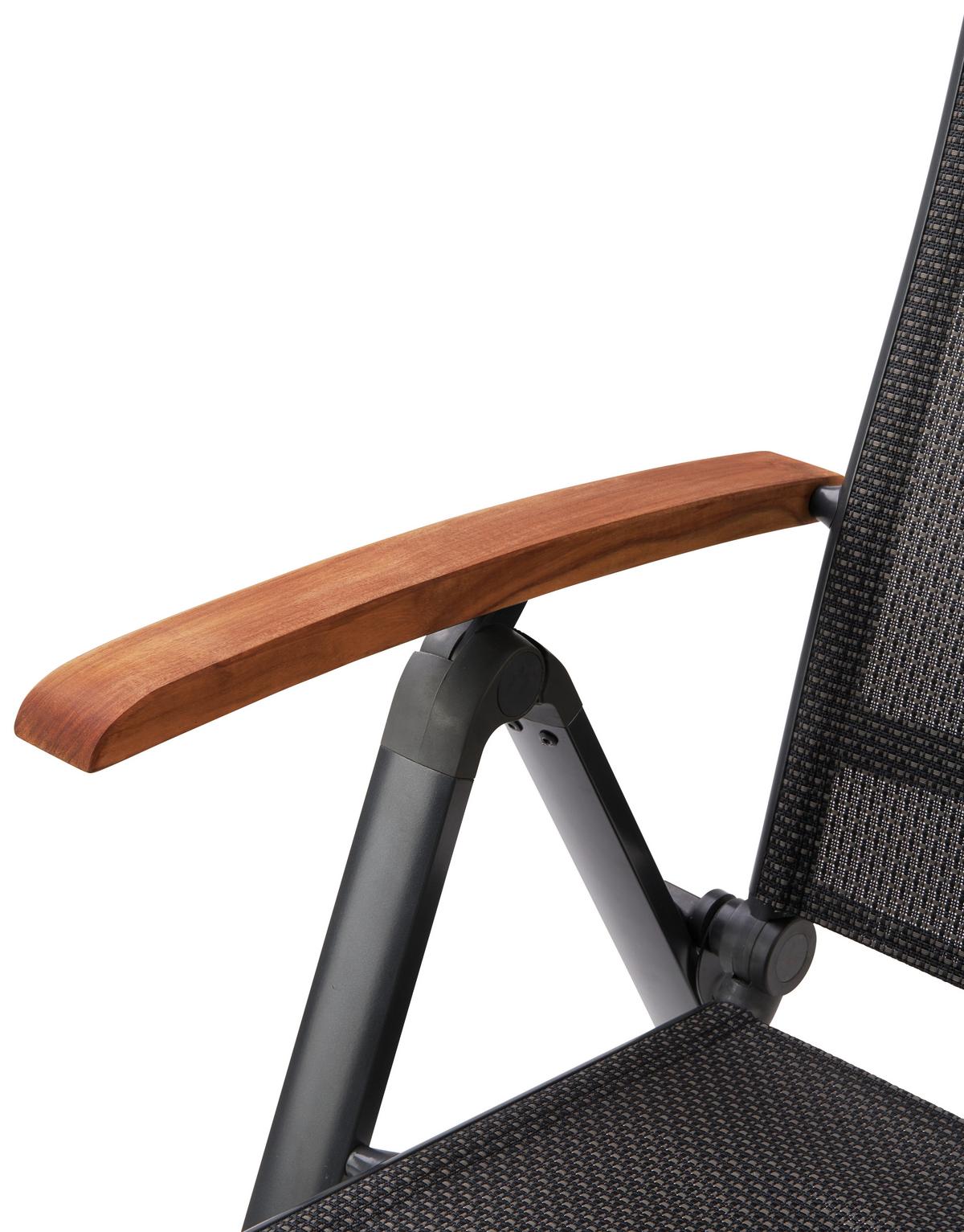 Gartenstuhl Mimi Natur/Anthrazit aus Teakholz - Anthrazit/Naturfarben, Modern, Holz/Textil (60/116/70cm) - Mömax