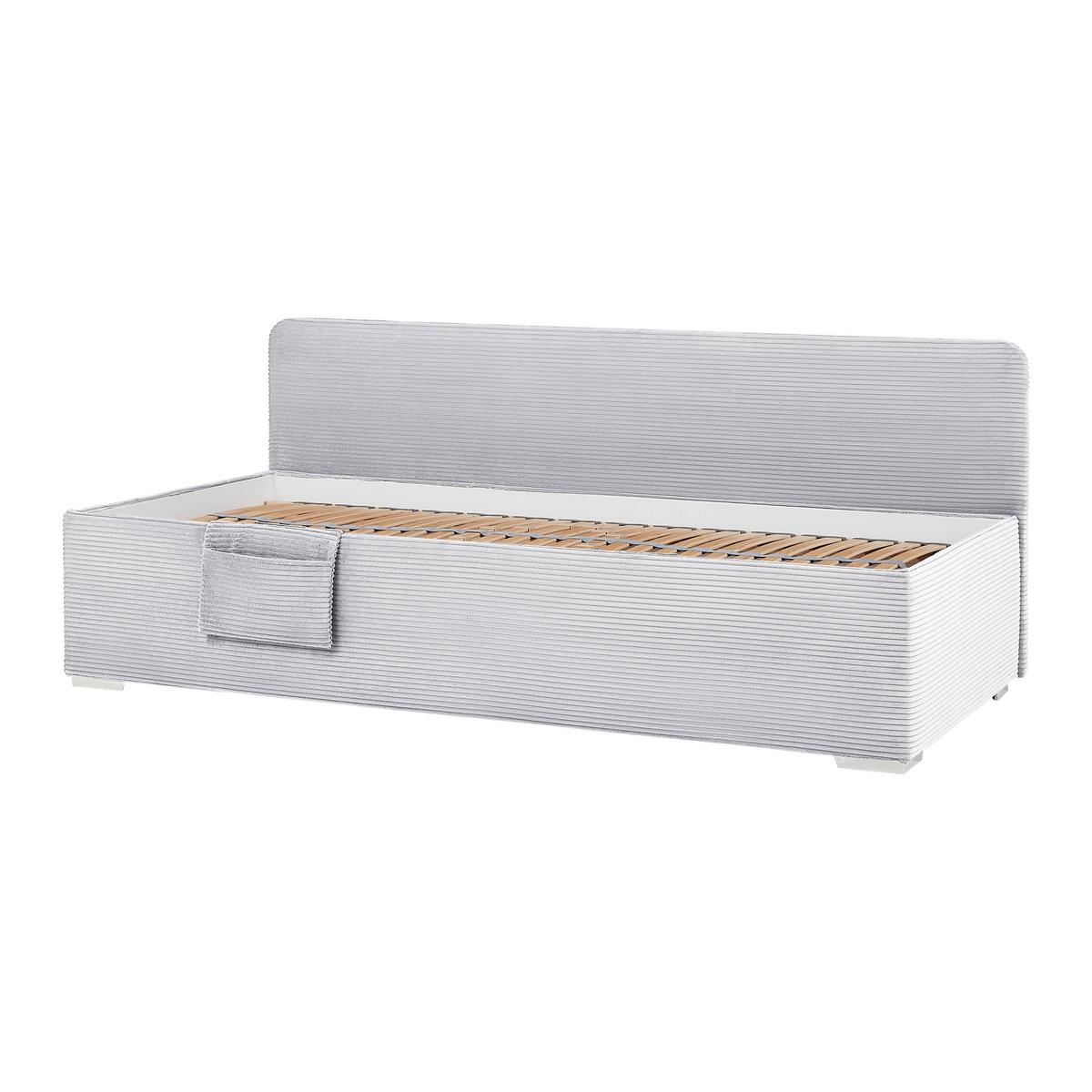 Bett Remi Hellgrau ca. 90x200cm - Chromfarben/Hellgrau, KONVENTIONELL, Holz/Kunststoff (90/200cm) - Mömax