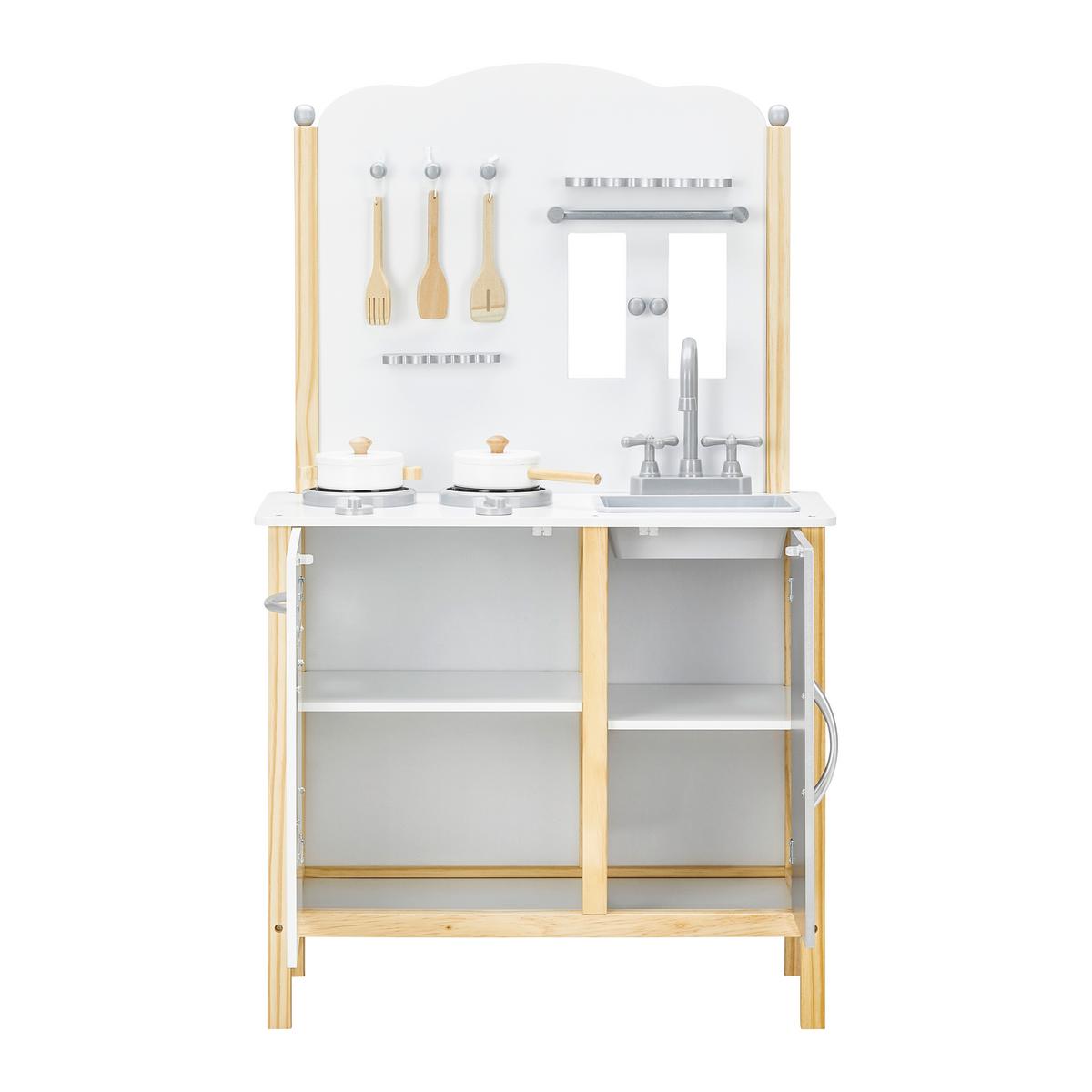 Kinderküche Molly Grau/Weiß Echtholz/MDF - Weiß/Grau, MODERN, Holz (60/100/30cm) - Bessagi Kids