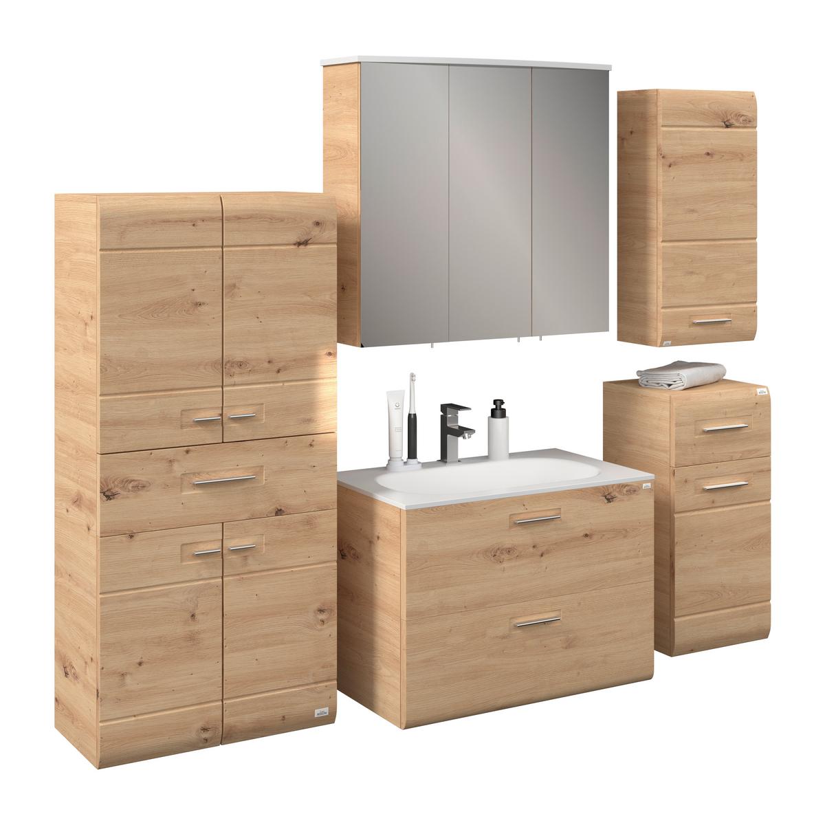 Dulap mediu Avensis - culoare lemn stejar, Modern, material pe bază de lemn (60/128,5/33cm) - Luca Bessoni