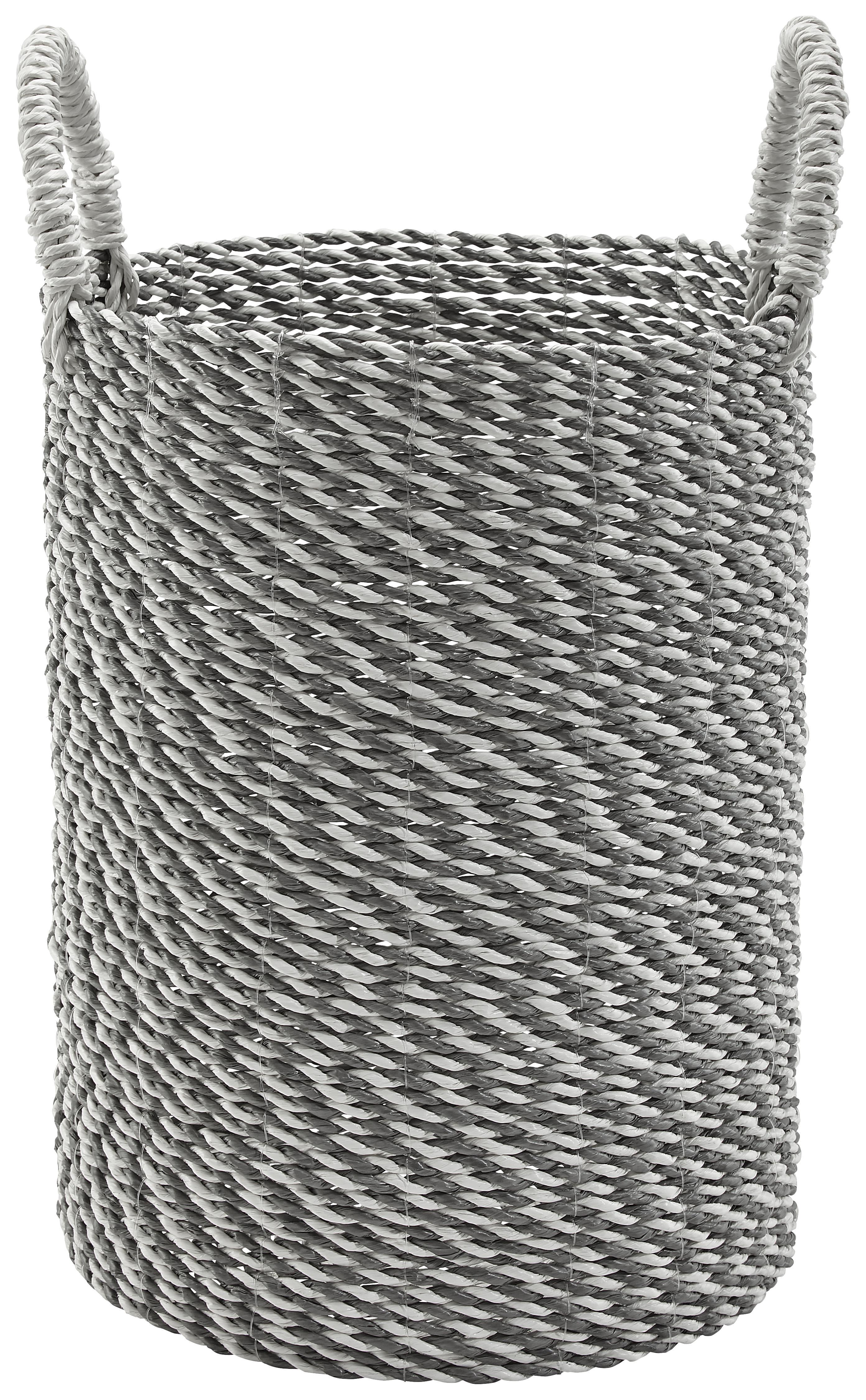 Korb Shannon in Silberfarben Höhe ca. 41 cm - Silberfarben, MODERN, Kunststoff (32/41cm) - Bessagi Home