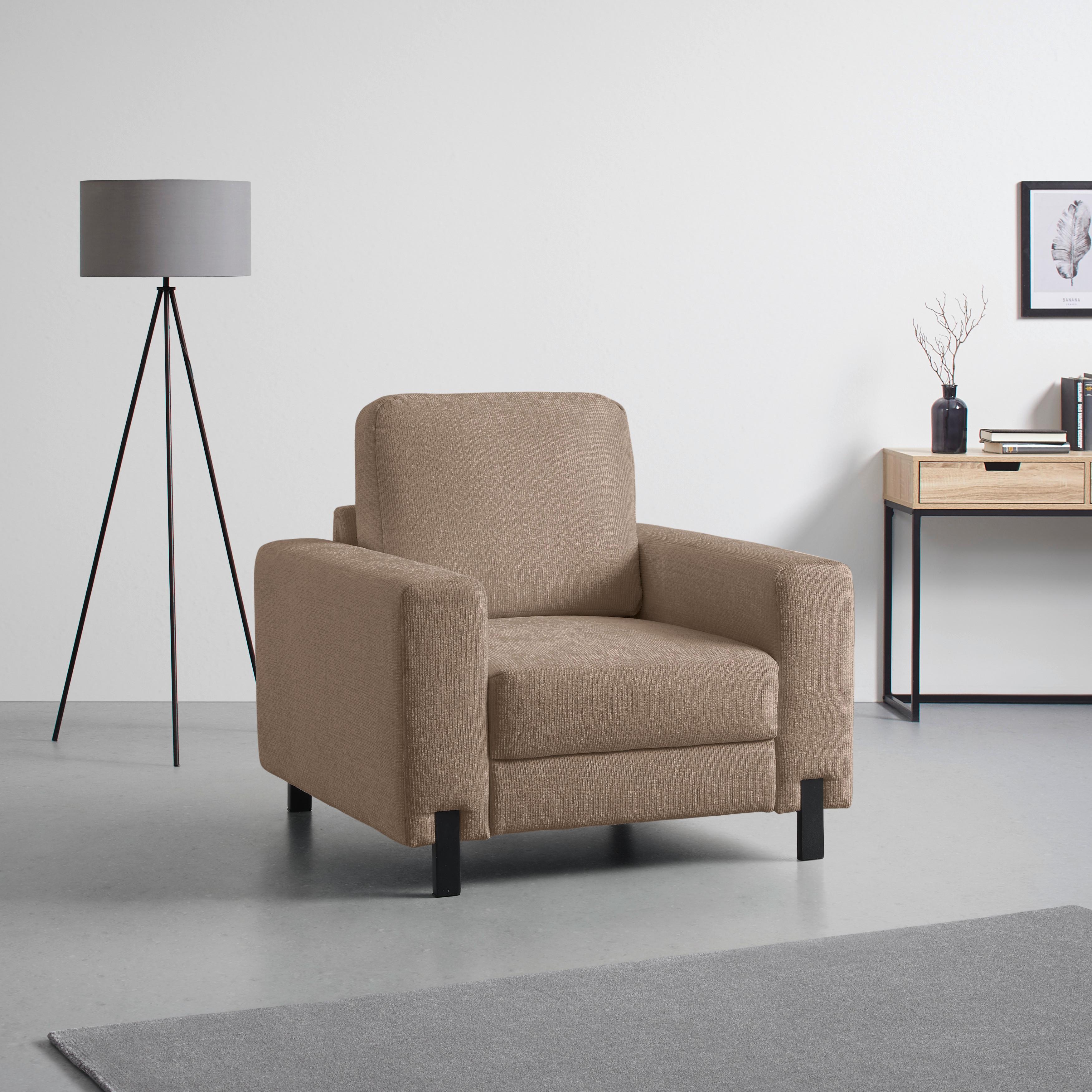 Sessel Piega Beige - Beige/Schwarz, MODERN, Textil/Metall (99/66-87/96cm) - Mömax