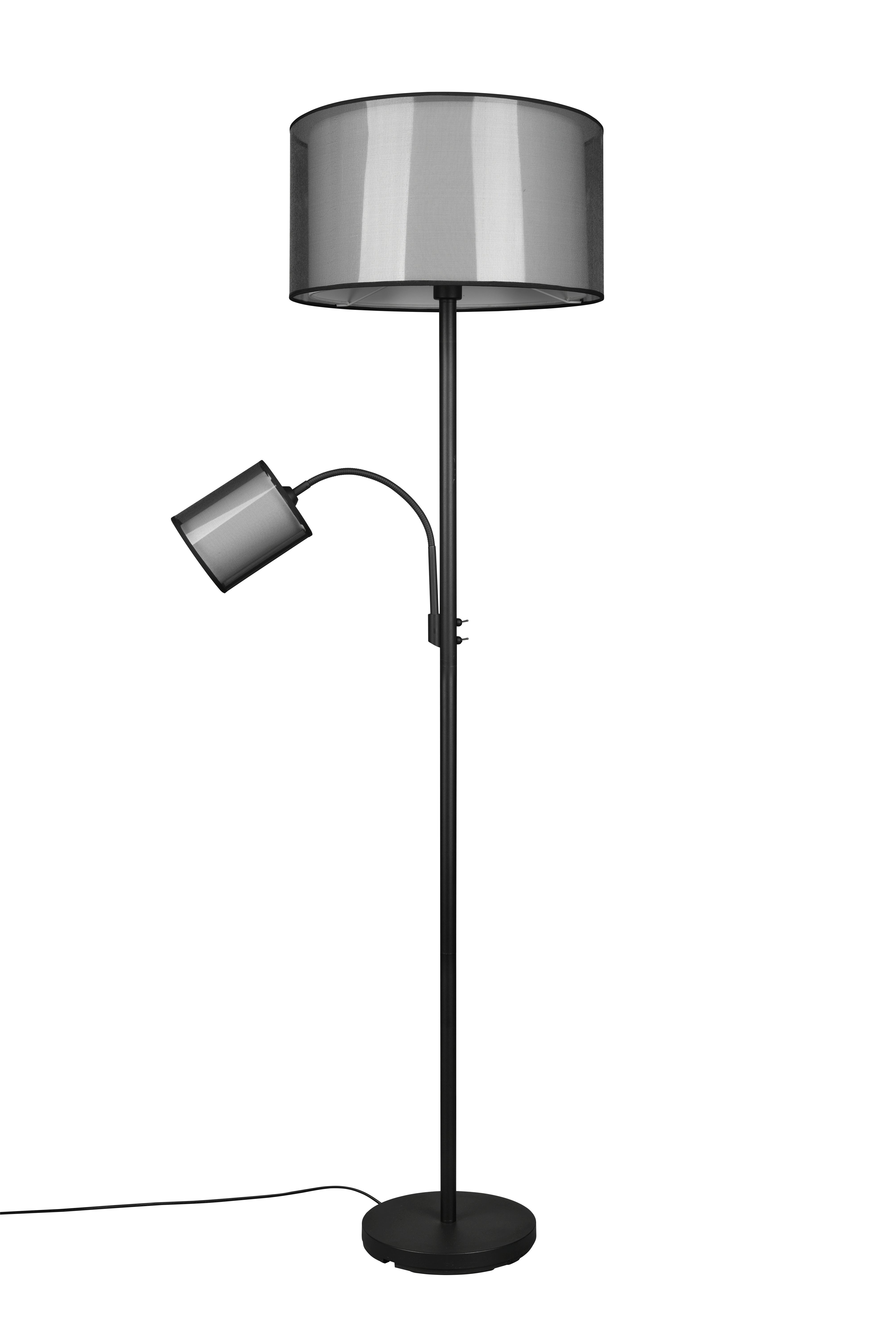 Stehleuchte Burton Grau/Schwarz max. 40/60 Watt - Schwarz/Grau, Basics, Textil/Metall (45/174cm) - Trio Leuchten