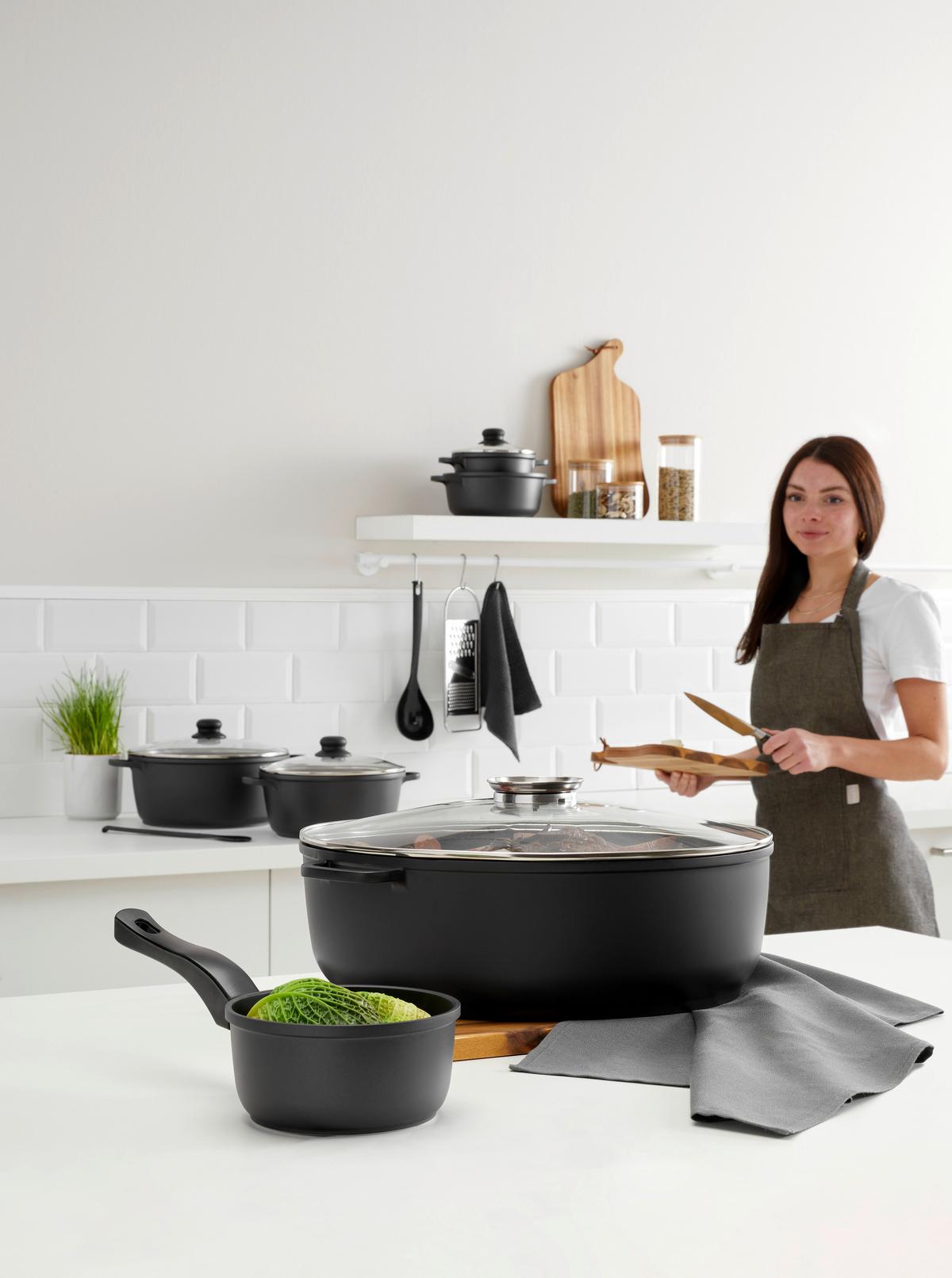 BRYTFANNA PERFECT COOKING - kolor stalowy/przejrzysty, Basics, metal/szkło (42/32/13,3cm) - Homeware Profession.