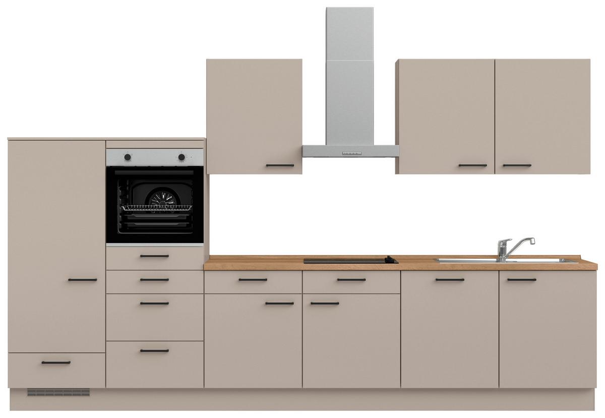 Küchenleerblock Easytouch Low o. Geräte Sandfarben - Sandfarben/Eichefarben, MODERN, Holzwerkstoff/Metall (360cm) - Nobilia