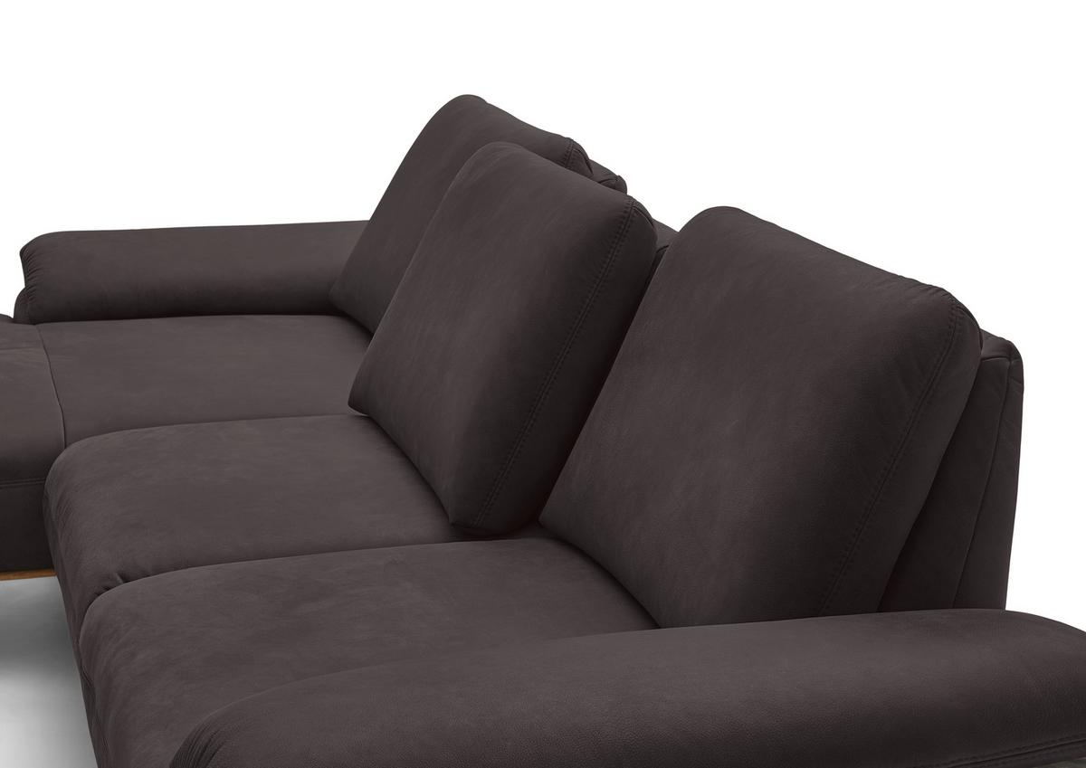 Wohnlandschaft Erling Dunkelbraun - Beige/Dunkelbraun, MODERN, Leder/Metall (187/89/322cm) - Premium Living