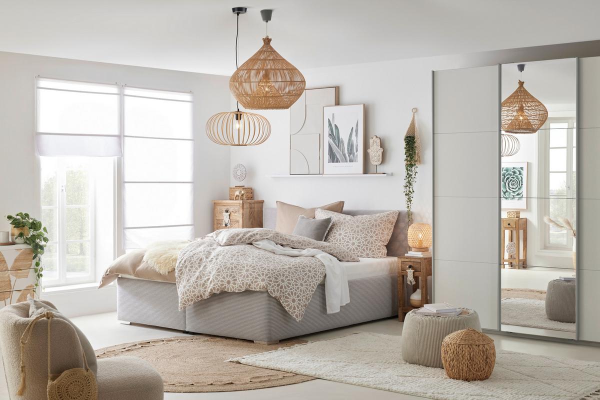 Tapecirani Krevet Lesia - bijela/siva, Konvencionalno, drvni materijal/tekstil (160/200cm) - Modern Living