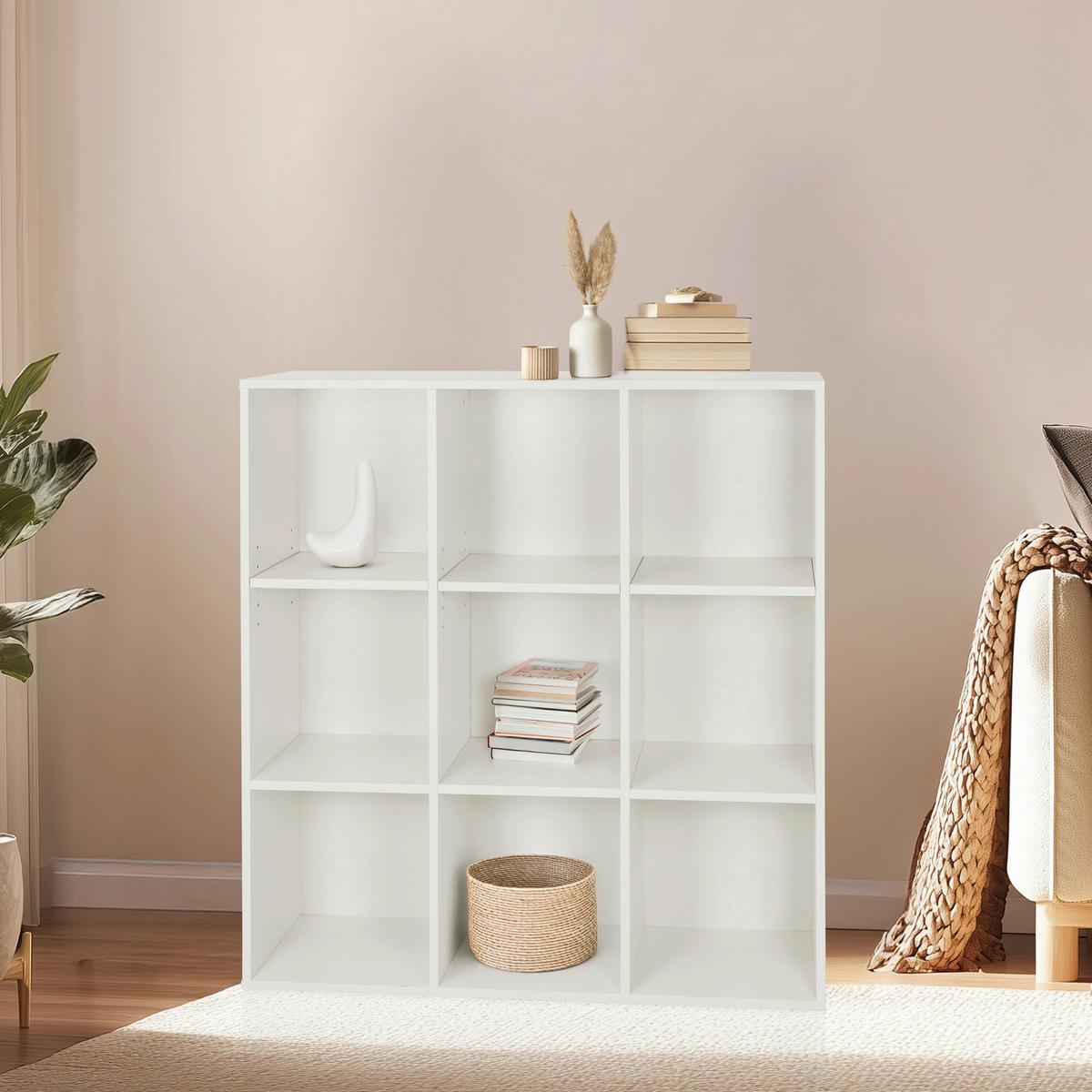 Regal Bjorke, Bela - bela, Moderno, leseni material (97,5/100/30cm) - MID.YOU