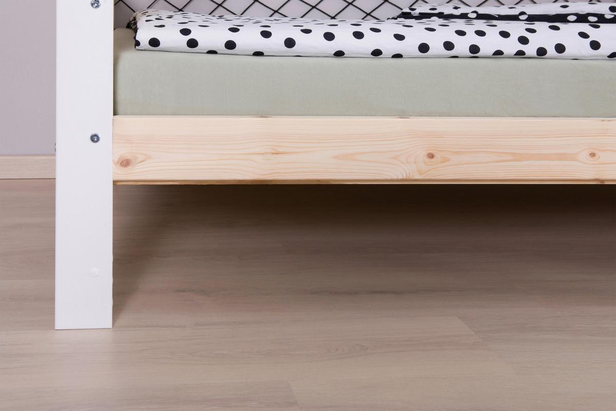 Stauraumbett Holz Fußball ca. 97x213 cm Weiß/Kiefer - Naturfarben/Weiß, MODERN, Holz (90/200cm) - MID.YOU