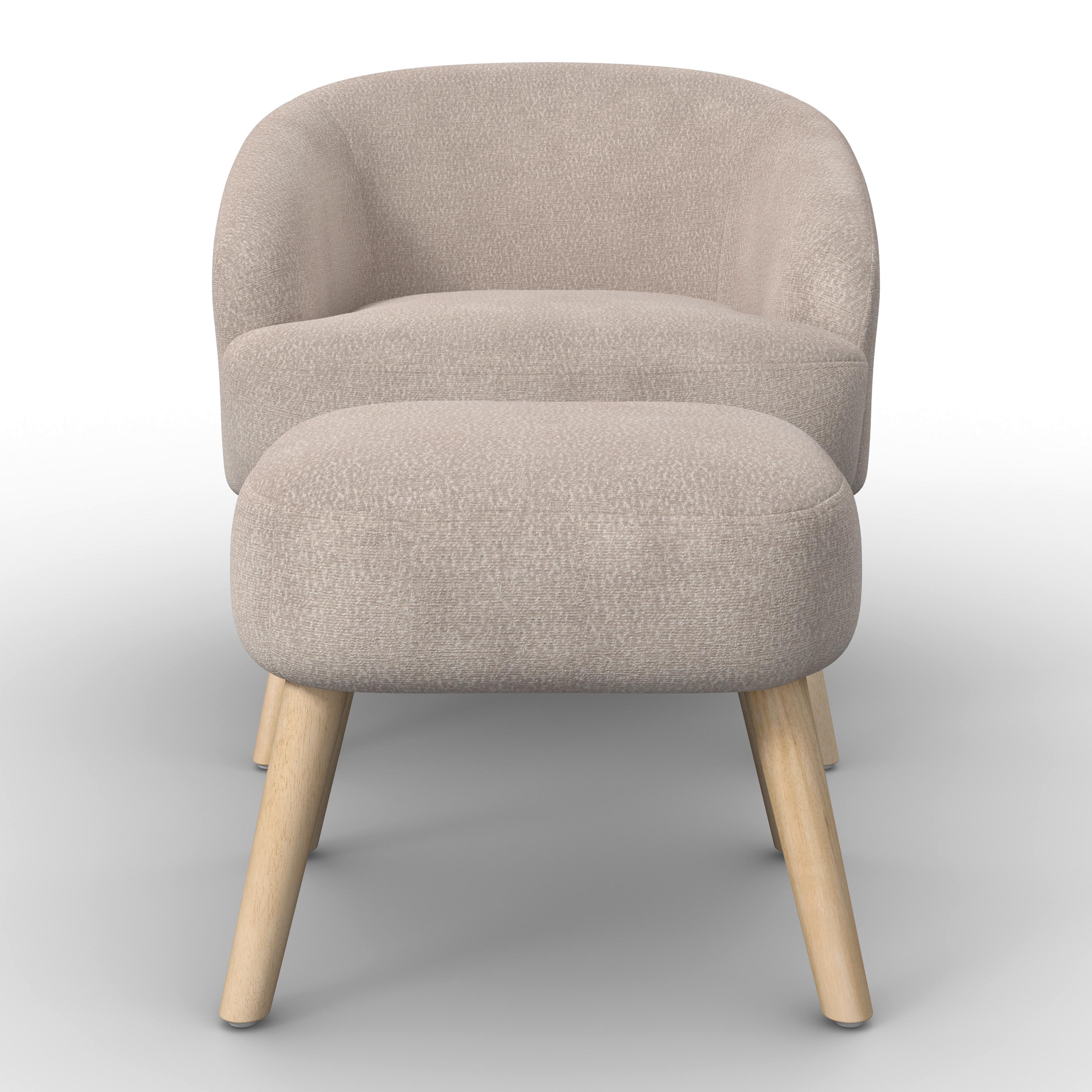 RELAXFÅTÖLJ SONJA - cremefärgad/naturfärgad, Modern, trä/textil (71/66/70cm) - Bessagi Home