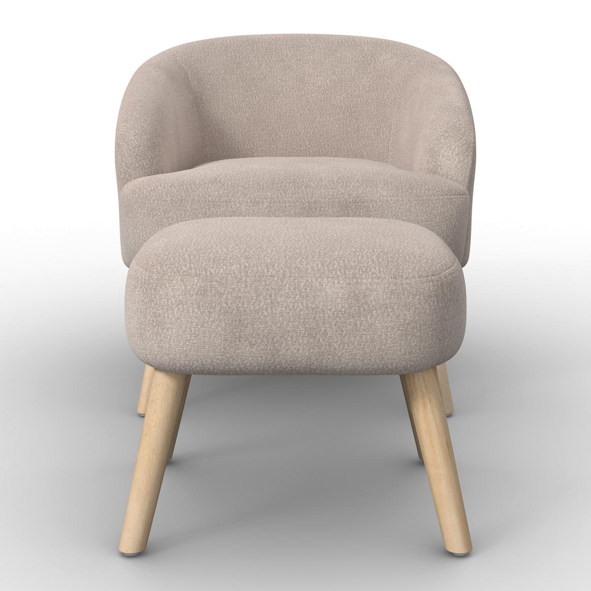 Sessel Sonja Chenille Creme - Creme/Naturfarben, MODERN, Holz/Textil (71/69/68cm)