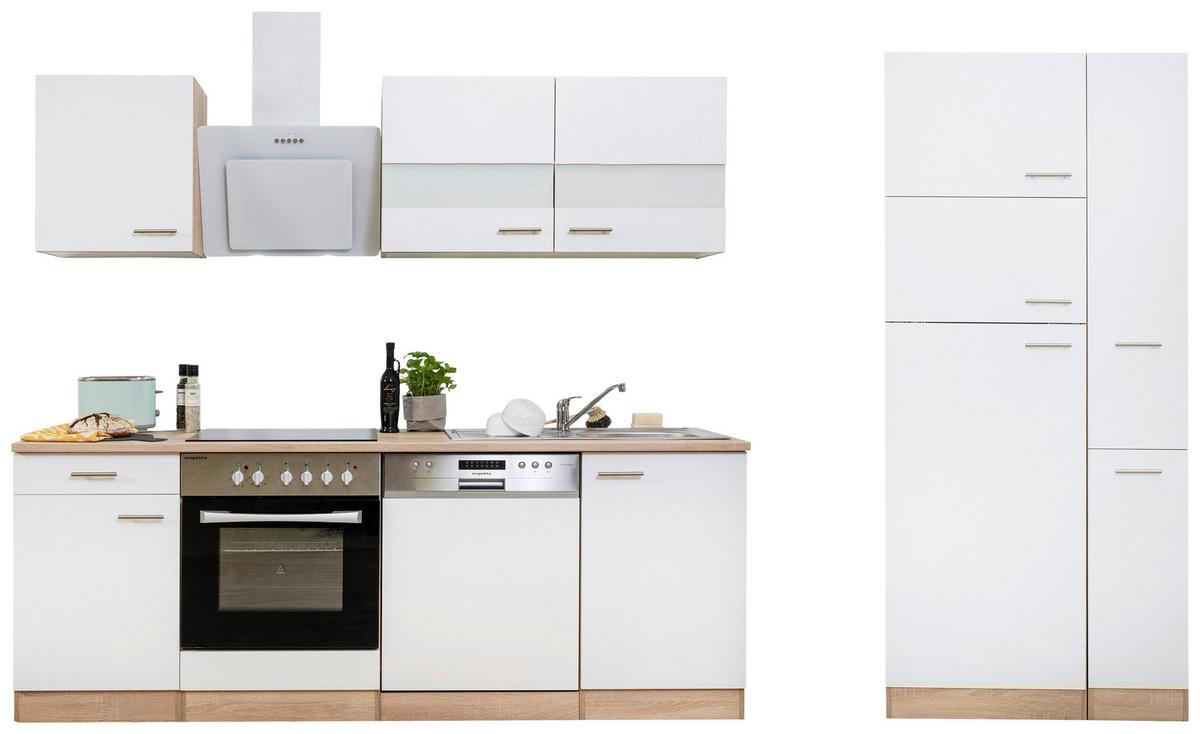 Küchenblock Economy Weiß/Eiche B: ca. 310 cm - Eichefarben/Weiß, Basics, Holzwerkstoff (310cm) - Respekta