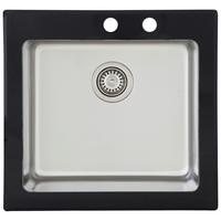 Glas Einzelbecken Newyork ca. 55x24x53 cm Schwarz - Schwarz, Trend, Glas/Metall (55/21/53cm) - Respekta