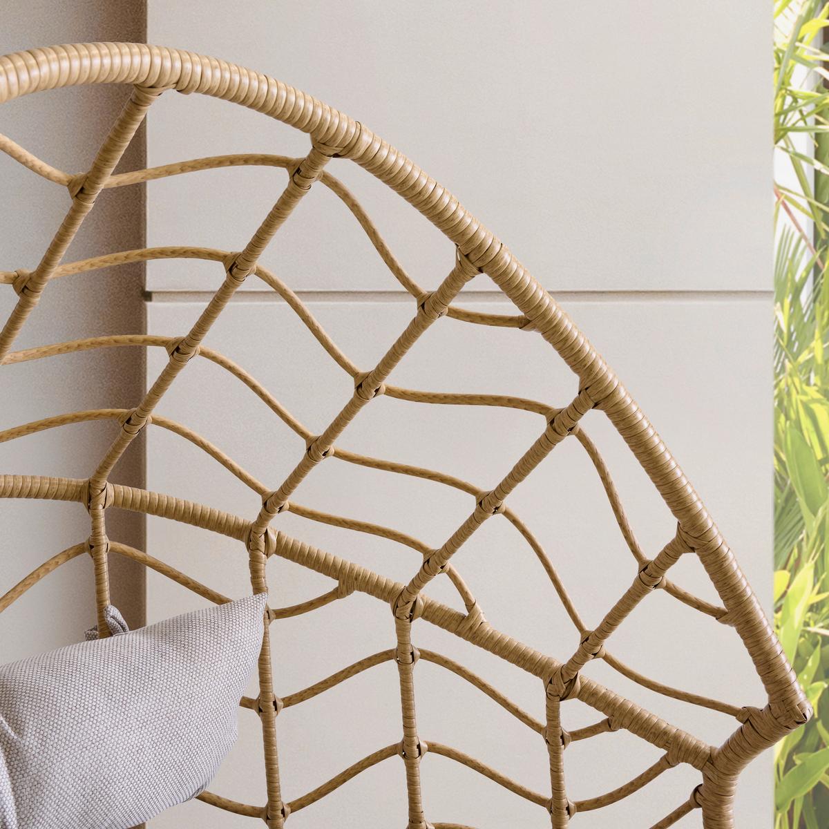 Gartenmuschel Marike in Natur/Schwarz/Beige - Beige/Schwarz, Modern, Kunststoff/Textil (98/146/95cm) - Mömax