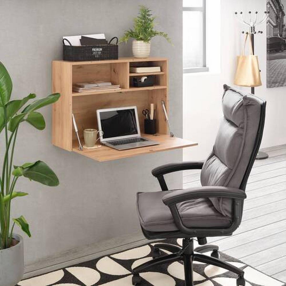 Raft pentru masa de birou Mister Office - culoare lemn stejar, Modern, material pe bază de lemn (80/58/25cm) - Modern Living