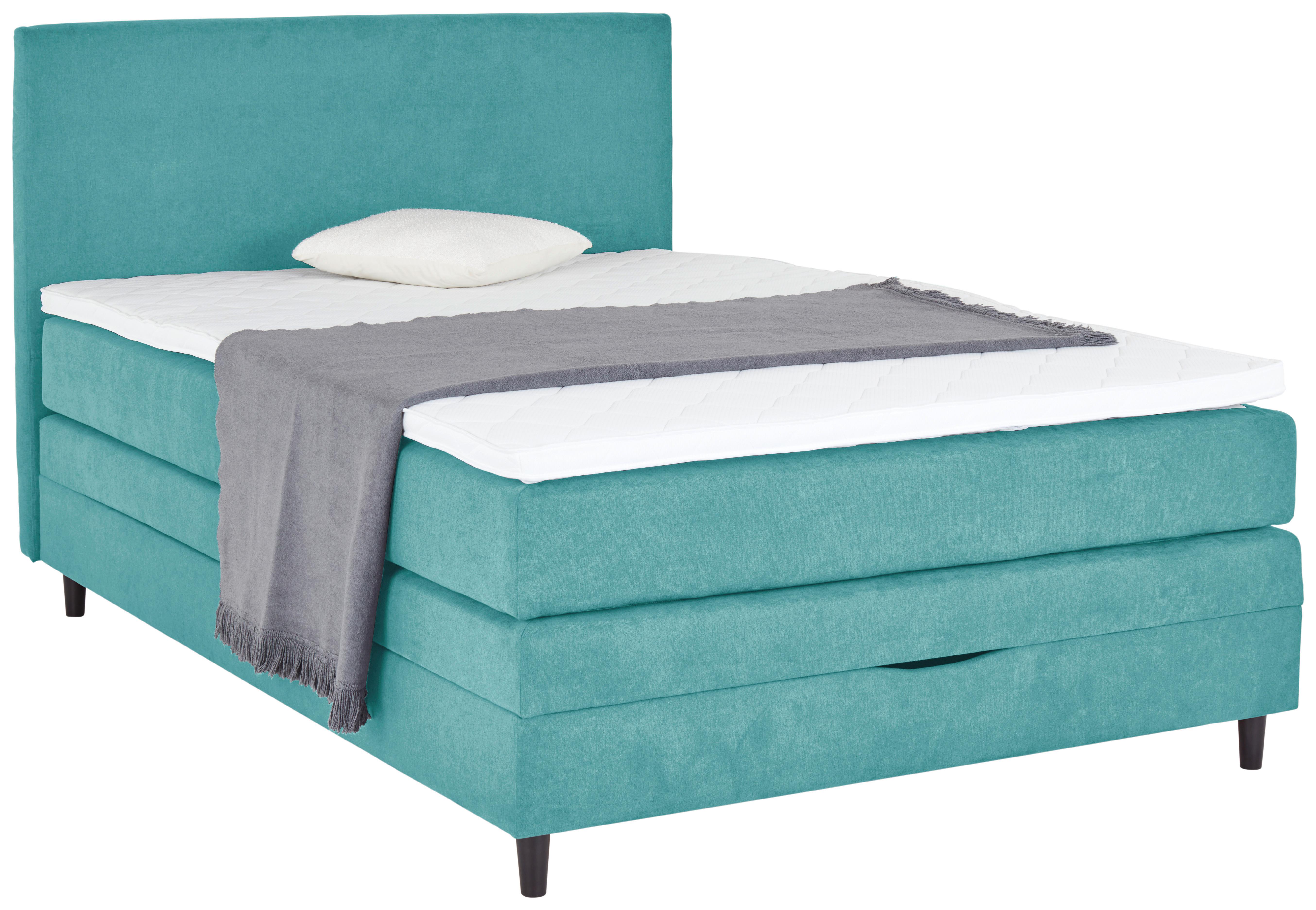 Boxspring Krevet Kleopatra - tirkizna, Konvencionalno, drvni materijal/tekstil (140/200cm) - Modern Living