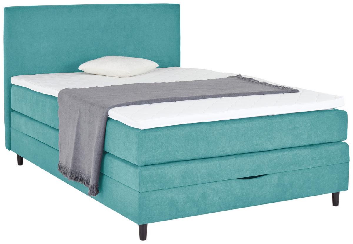 Boxspring Krevet Kleopatra - tirkizna, Konvencionalno, drvni materijal/tekstil (140/200cm) - Modern Living