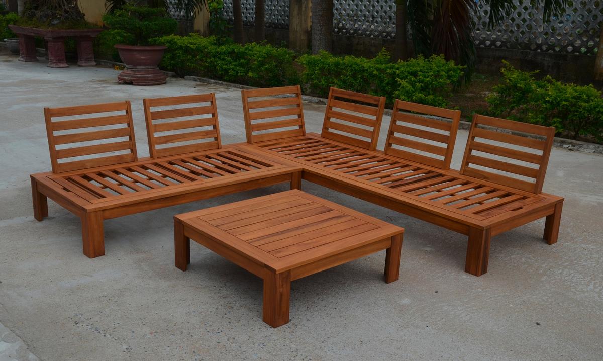 Loungegarnitur "Granada", Akazie massiv mit Kissen - Grau/Akaziefarben, Basics, Holz/Textil (221/65/85cm) - Acamp