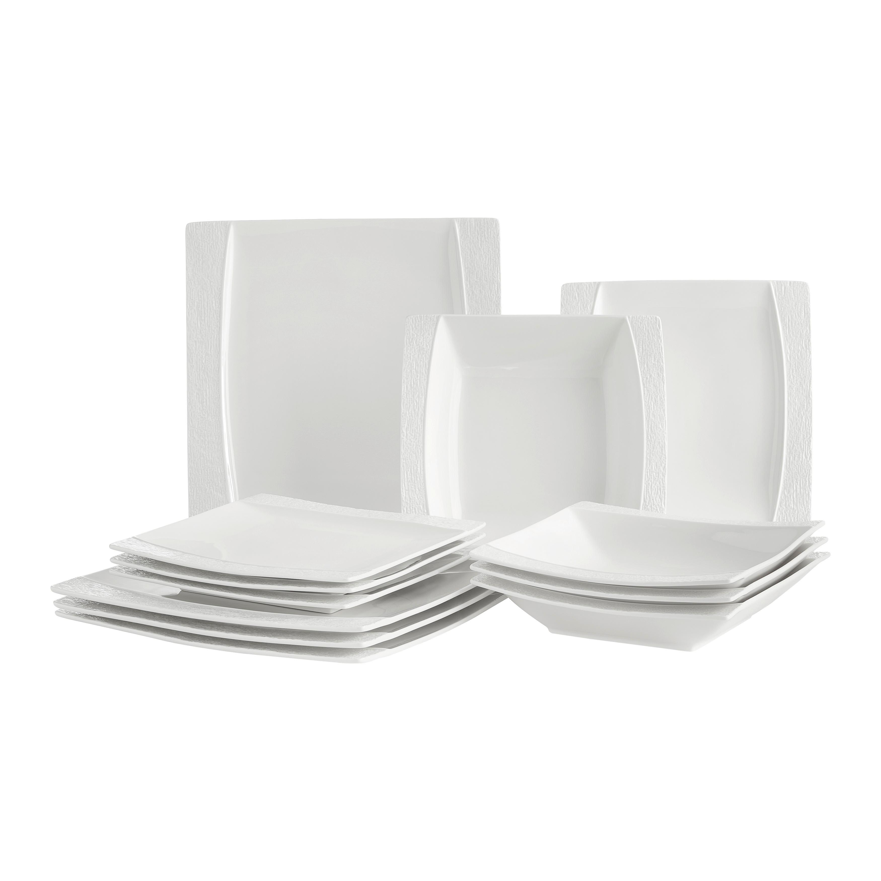 Tafelservice Ruki Weiss, 12-teilig - Weiss, Modern, Keramik (26.2/26/2.1cm) - Modern Living