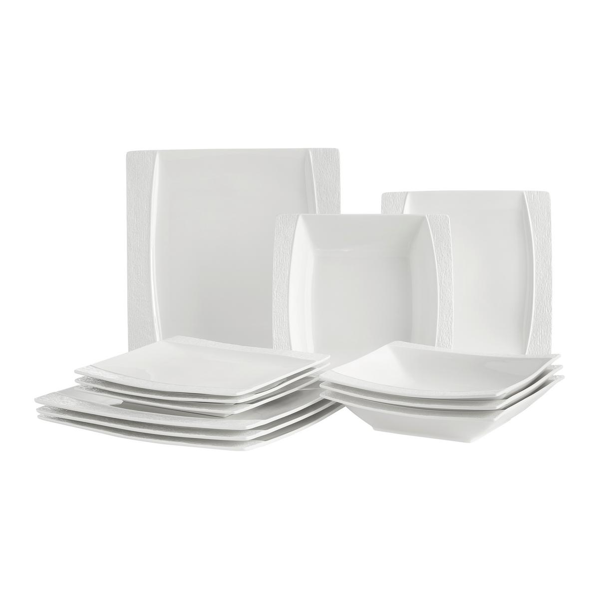 Serviciu de masă 12/1 Ruki - alb, Modern, ceramică (26.2/26/2.1cm) - Modern Living