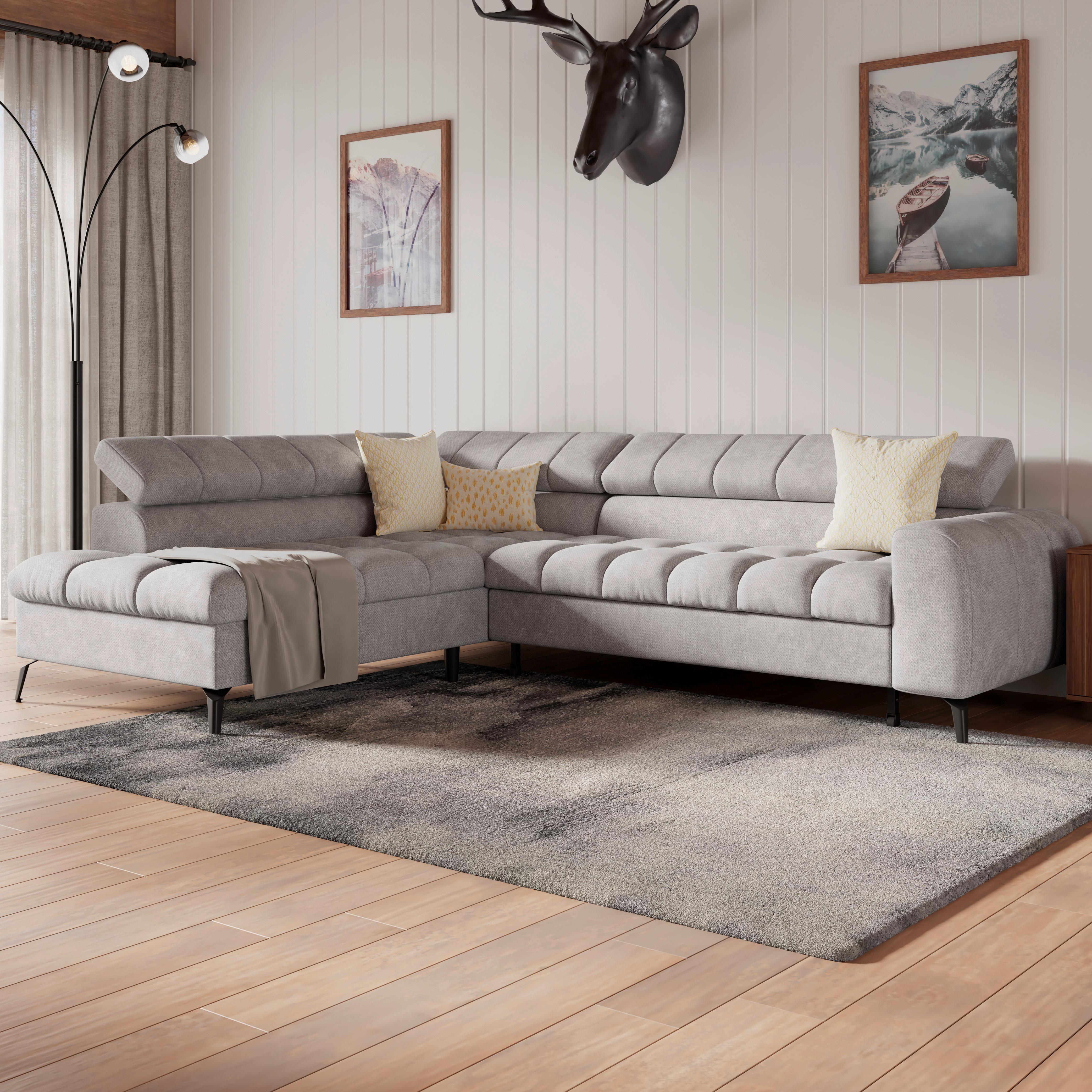 Kutna Garnitura Volf - svijetlo siva/crna, Trend, tekstil/metal (203/261cm) - Modern Living