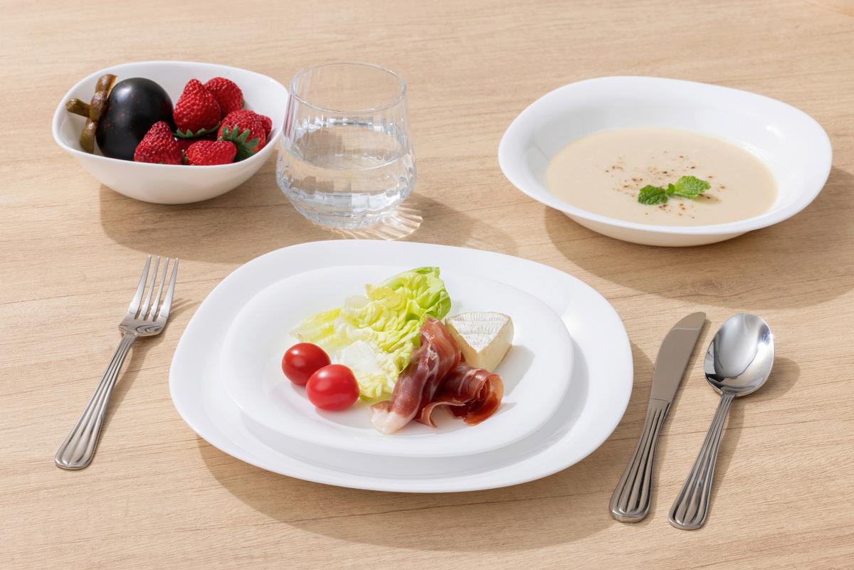 ZASTAWA STOŁOWA VETRO QUADRATO BIANCO - biały, Basics, szkło - Boxxx