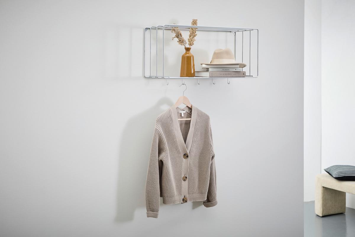 WIESZAK ŚCIENNY STABILO GARDEROBE - kolor chromowy, Basics, metal (73/38/26cm) - Livetastic