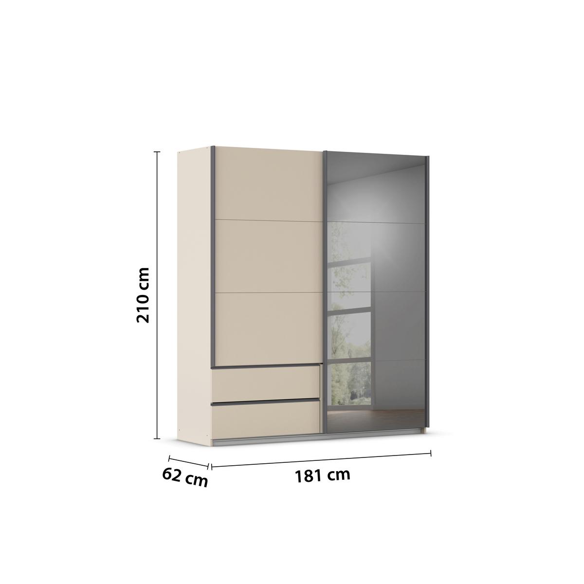 Schwebetürenschrank Elara Grau/Champagnerfarben - Champagner/Weiß, KONVENTIONELL, Holzwerkstoff (181/210/62cm) - Premium Living