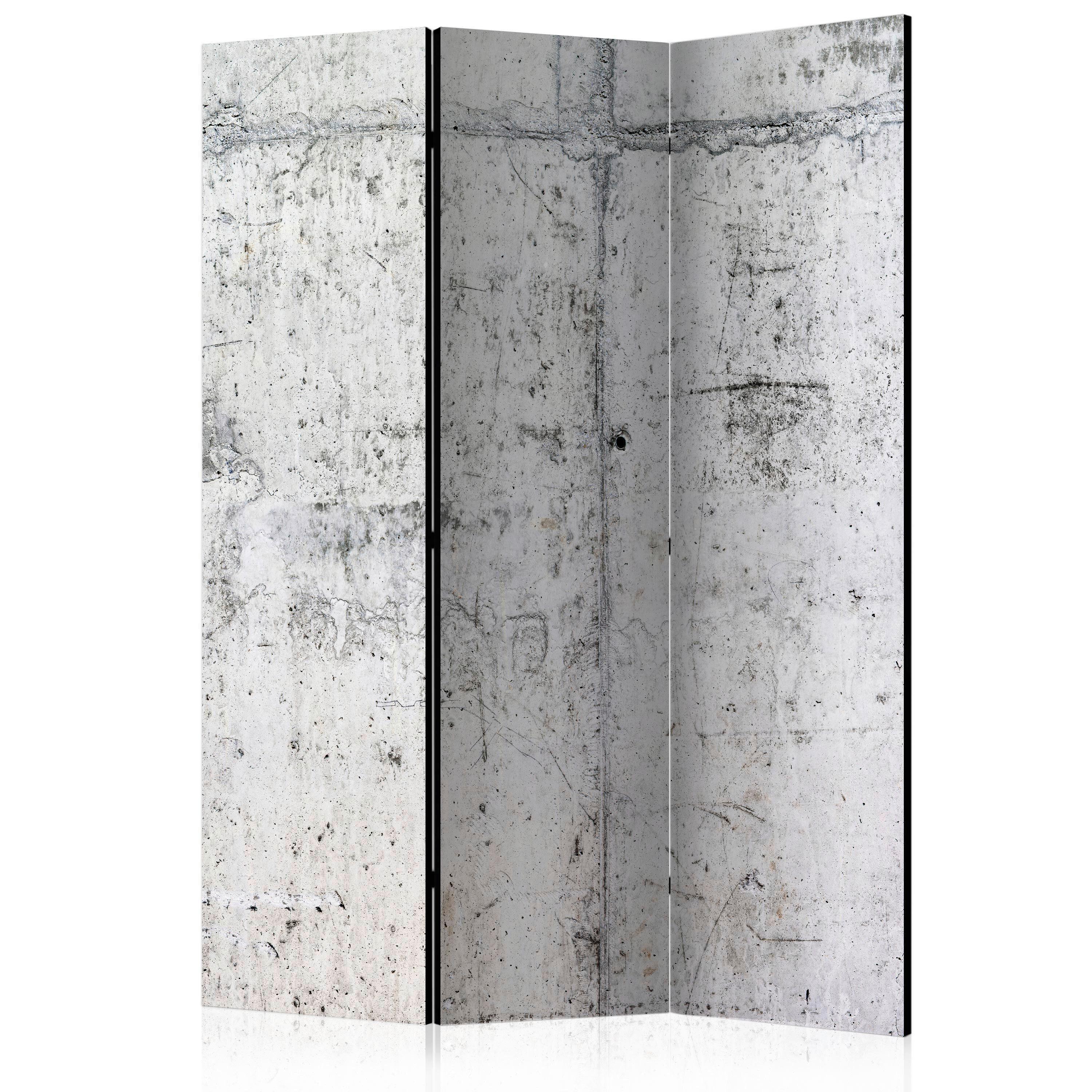 Paravan Concrete Wall, 3-Delni, Enostranski - svetlo siva, Basics, tekstil/les (135/172/3cm) - artgeist