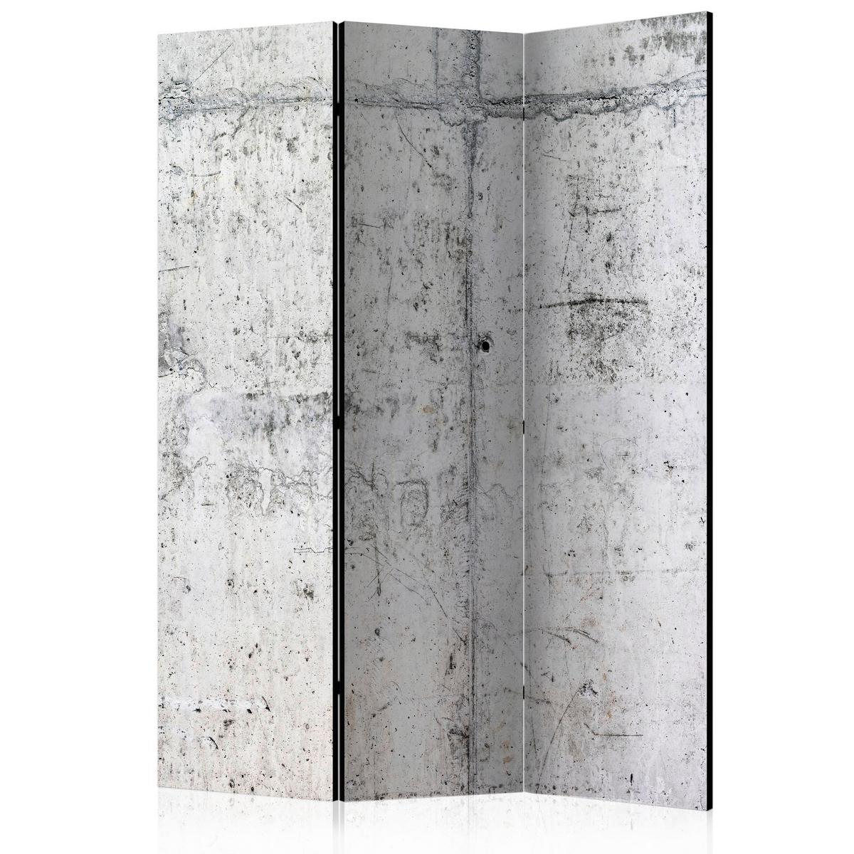 Paravan Concrete Wall, 3-Delni, Enostranski - svetlo siva, Basics, tekstil/les (135/172/3cm) - artgeist