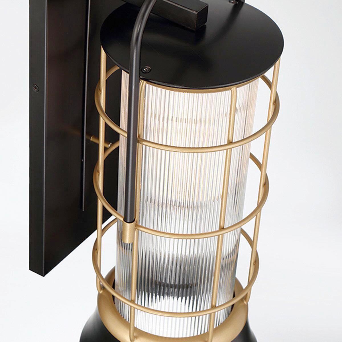 Kültéri Falilámpa Qn-Rivamar-M-Blk-Gd - többszínű, Konventionell, üveg/fém (41,1/15,3/18,4cm) - Elstead Lighting