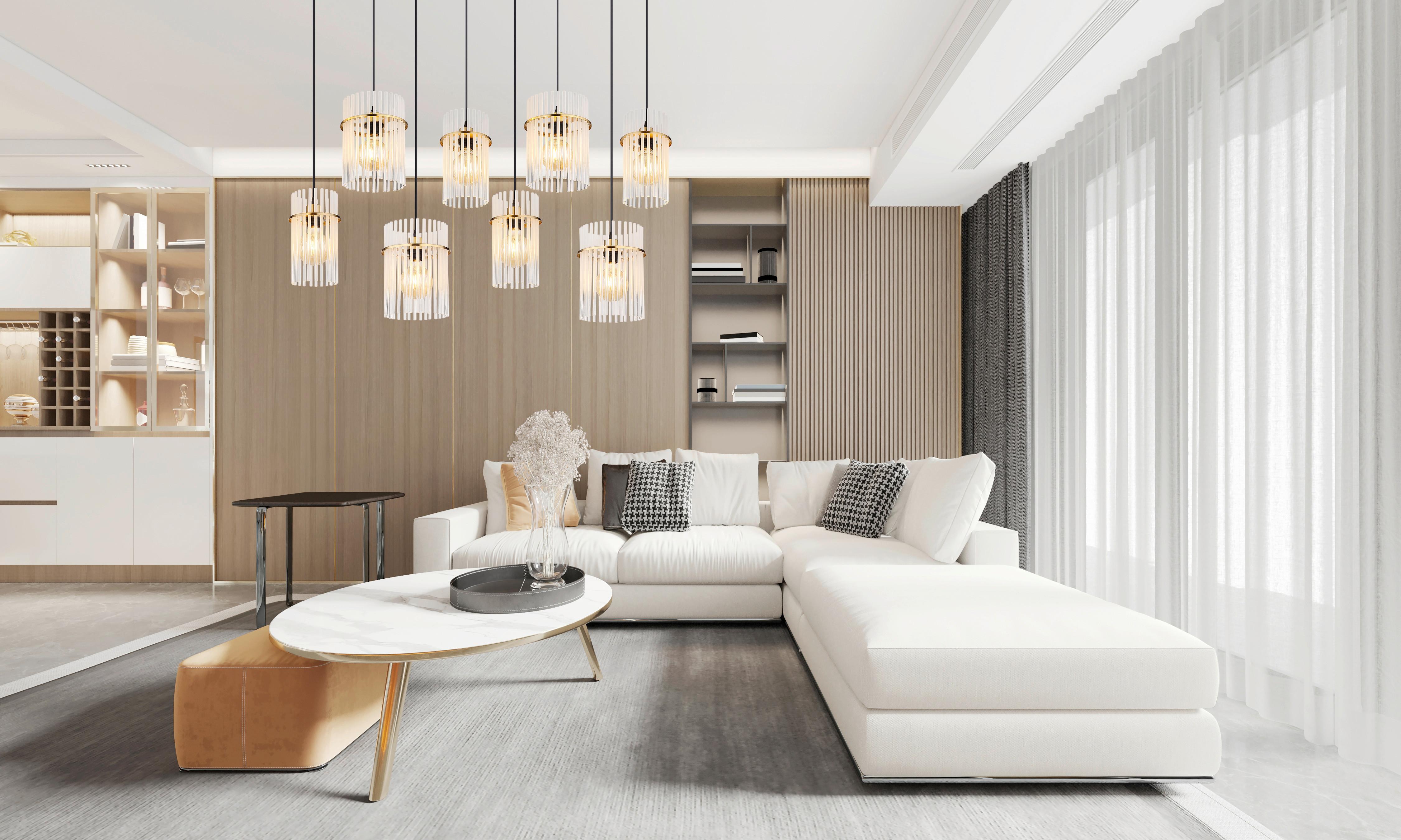 HÄNGELEUCHTE 15698-8HM GORLEY - Klar/Weiss, Trend, Glas/Kunststoff (110/38/125cm) - Globo