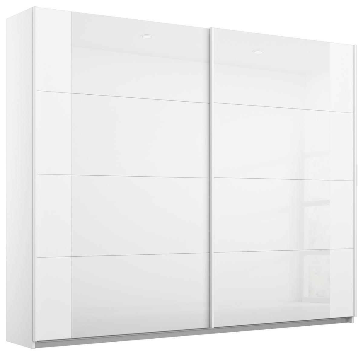 DULAP USI CULISANTE ARTEMIS - alb/alb lucios intens, Modern, sticlă/material pe bază de lemn (226/210/62cm) - Modern Living