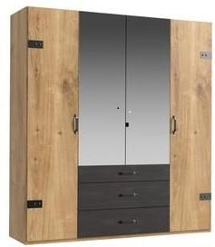 Ormar S Klasičnim Vratima Detroit - boje grafita/srebrne boje, Basics, drvni materijal/metal (200/216/58cm) - Modern Living