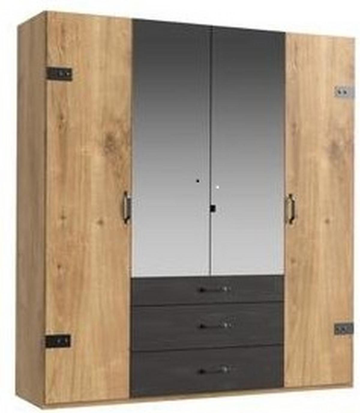 Ormar S Klasičnim Vratima Detroit - boje grafita/srebrne boje, Basics, drvni materijal/metal (200/216/58cm) - Modern Living