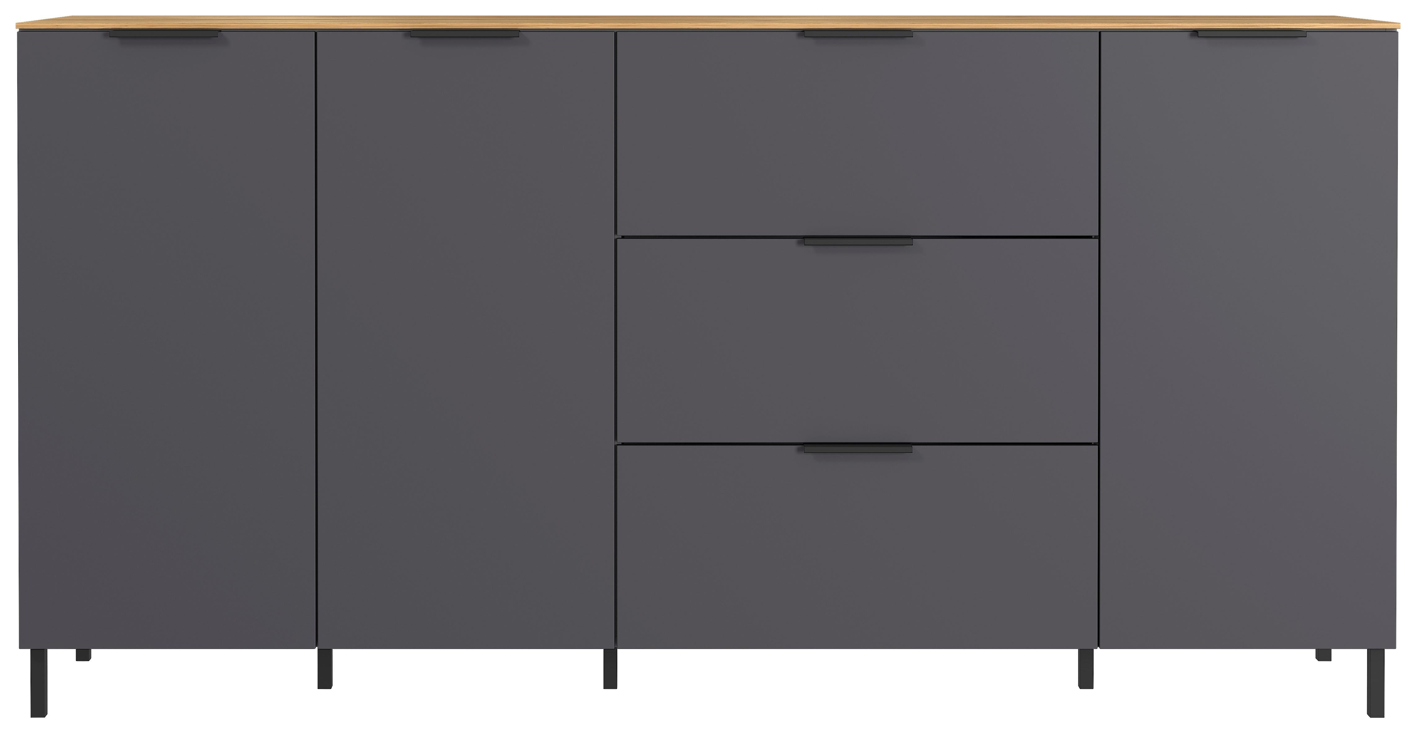 Sideboard California in Eichefarben/Graphitfarben - Eichefarben/Graphitfarben, Modern, Holzwerkstoff/Metall (192/98/40cm) - Premium Living