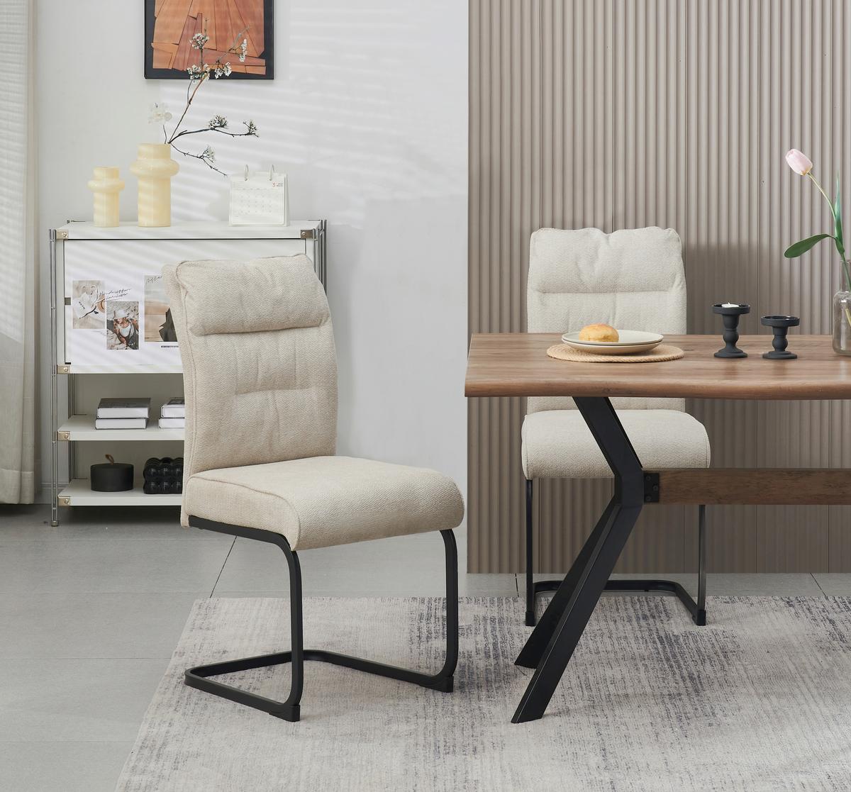 SCHWINGSTUHL-SET FRIEDA - Creme/Schwarz, Modern, Textil/Metall (47/94/61cm) - MID.YOU