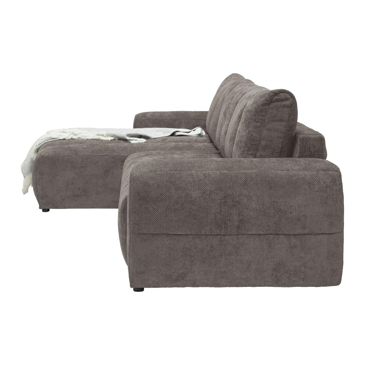Wohnlandschaft Bolonia Graubraun - Schwarz Hochglanz/Graubraun, MODERN, Textil/Metall (166/93/273cm) - Mömax