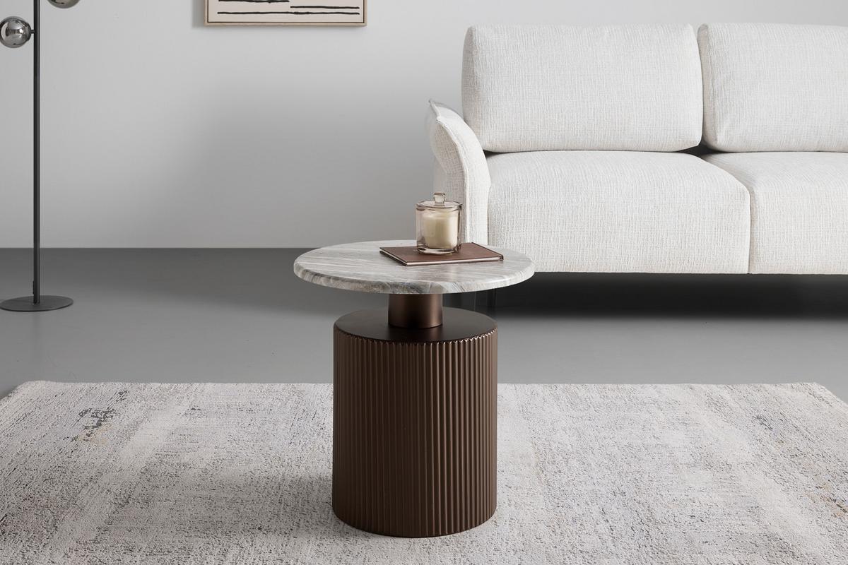 Beistelltisch Solco Naturfarben/Bronzefarben - Naturfarben/Bronzefarben, LIFESTYLE, Holzwerkstoff/Metall (44/46cm) - Premium Living