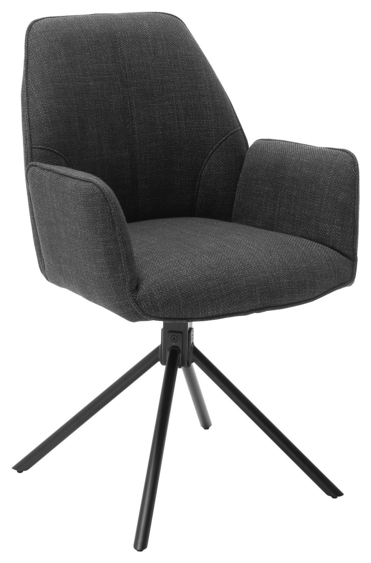 KRZESŁO Z PODŁOKIETNIKAMI PEMBA - antracytowy/czarny, Design, metal/tkanina (59/87/61cm) - Carryhome