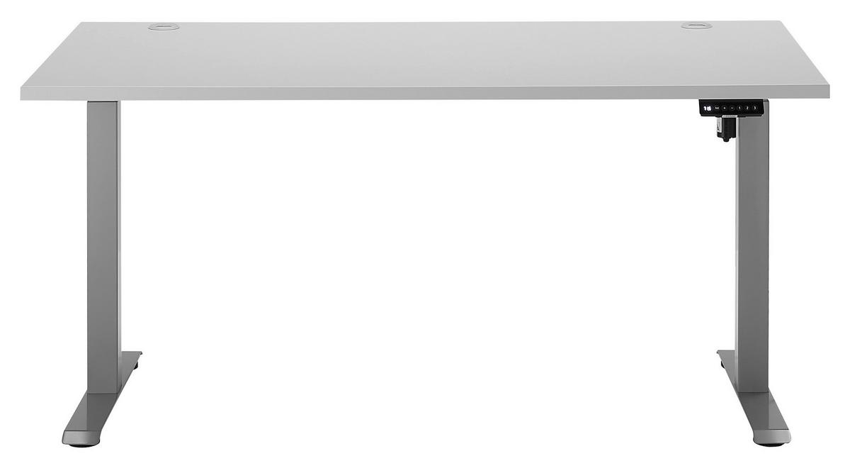 BIURKO FINITO II - kolor srebrny/jasnoszary, Basics, materiał drewnopochodny/metal (160/77/74,3-118,3cm) - Carryhome