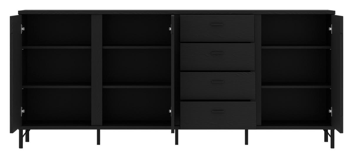 Comodă cu uși LUSAKA - negru, Trend, material pe bază de lemn (200/87/40cm) - Premium Living