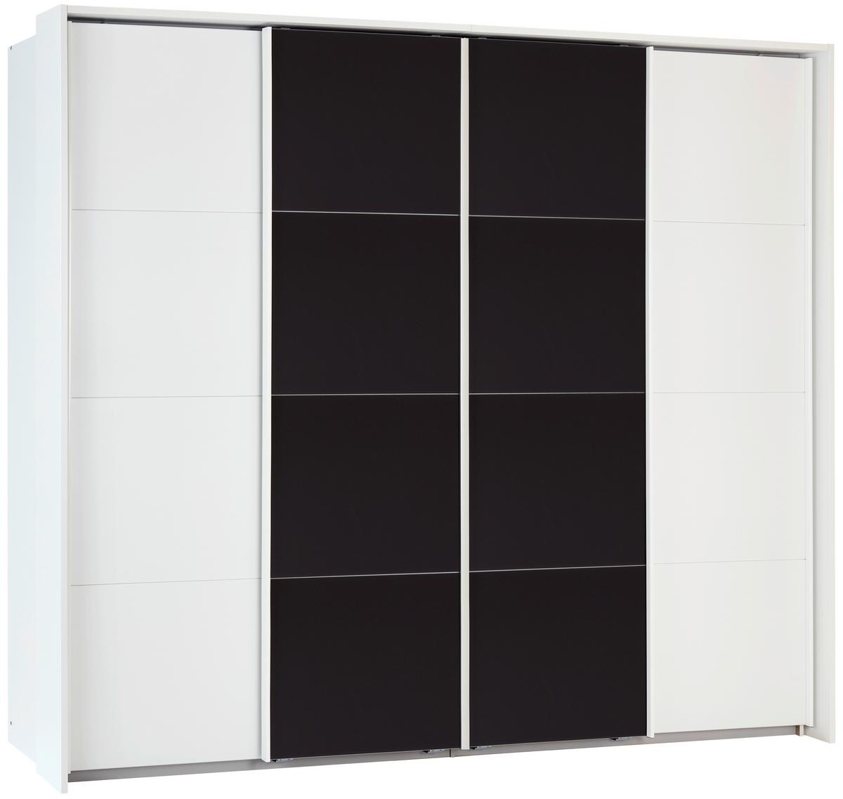Dulap cu uși glisante BENSHEIM 271/211 - alb/gri închis, Modern, sticlă/material pe bază de lemn (271/211/62cm) - James Wood
