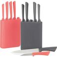 Messerblock Sara in Grau/rot/schwarz - Rot/Silberfarben, MODERN, Kunststoff/Metall (15,5/6,5/23cm) - MÖMAX modern living