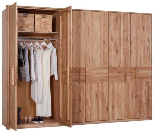 GARDEROB MED GÅNGJÄRNSDÖRRAR VERO - ekfärgad, Klassisk, trämaterial/trä (306/223/63cm) - ecoTree