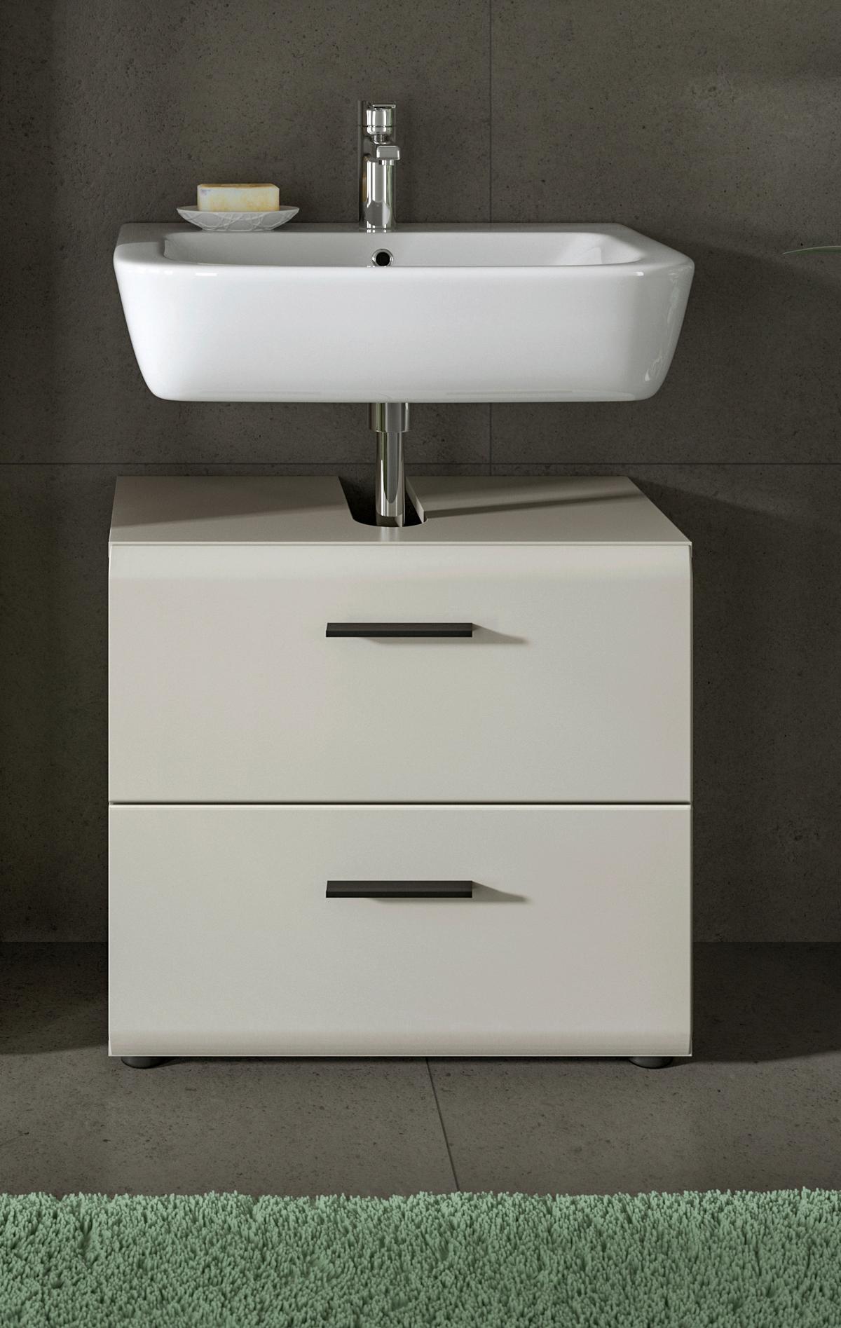 Waschbeckenunterschrank Ice Kaschmir - Kaschmir/Schwarz, Trend, Holzwerkstoff/Kunststoff (60/55/30cm) - MID.YOU