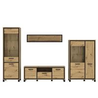 Dnevni Regal Trondheim, Barva Hrasta, 4-Delni - črna/barve hrasta, Basics, kovina/umetna masa (344,2/208/41,5cm) - Livetastic