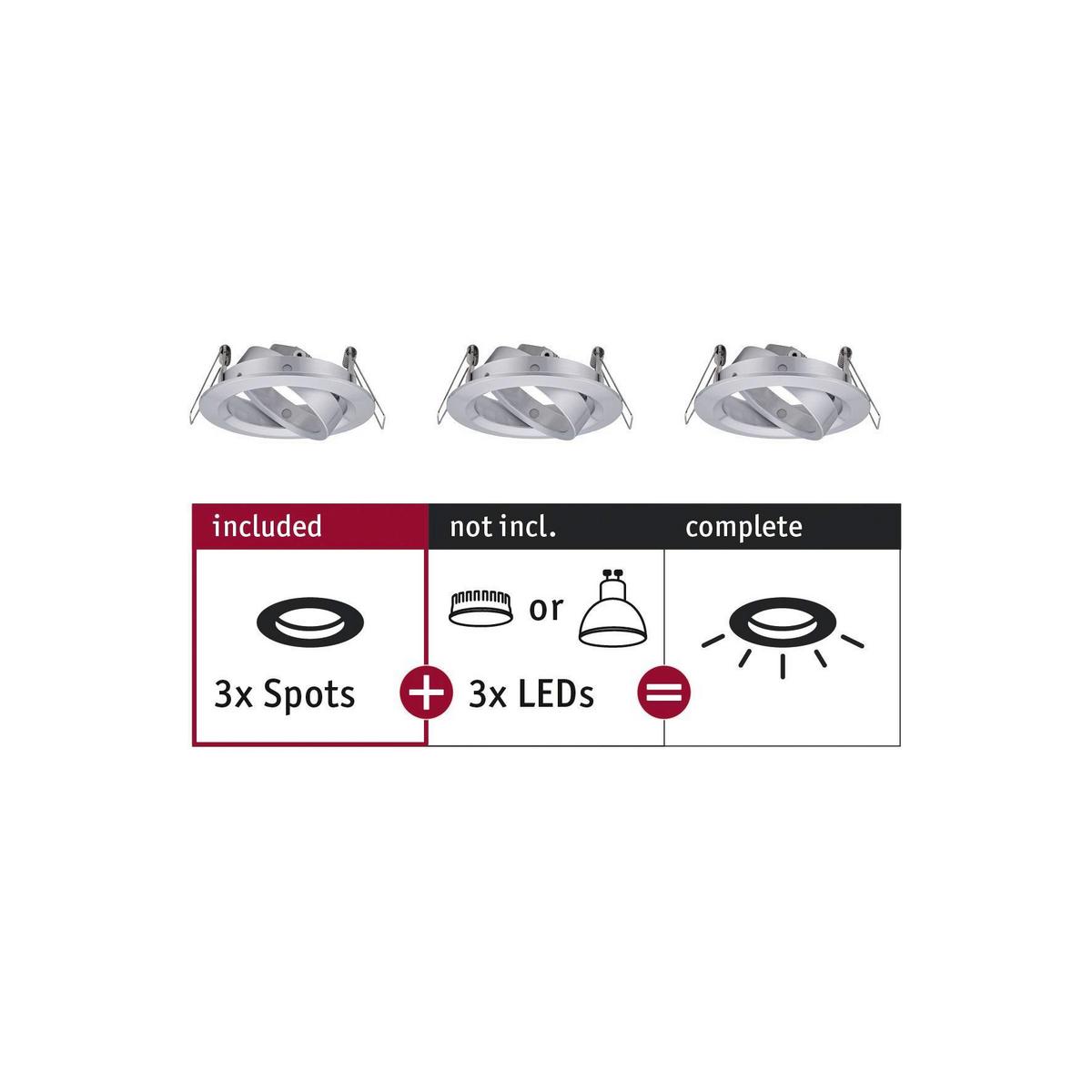 Deckenleuchte Choose! Spot Set max. 10 Watt, 3-teilig - Alufarben, Basics, Metall (8,4cm) - Paulmann